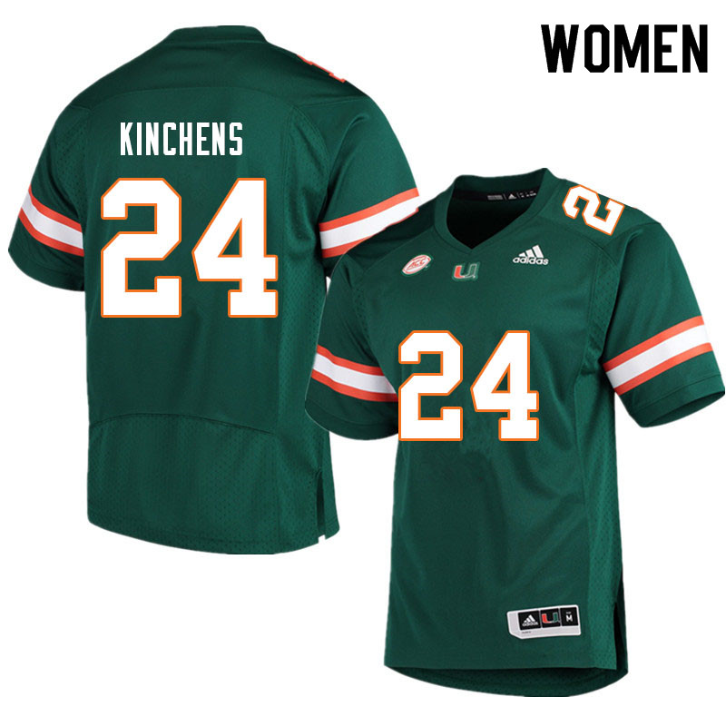 Women #24 Kamren Kinchens Miami Hurricanes College Football Jerseys Sale-Green - Click Image to Close
